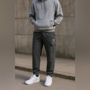 Umbro Cargo Sweatpants‎ Gray Small Fleece Lined Jogger Lounge Pants